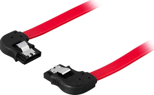 DELTACO SATA / SAS cable, angled (left) - angled (right), locking clips, 0.7m (SATA-07L)