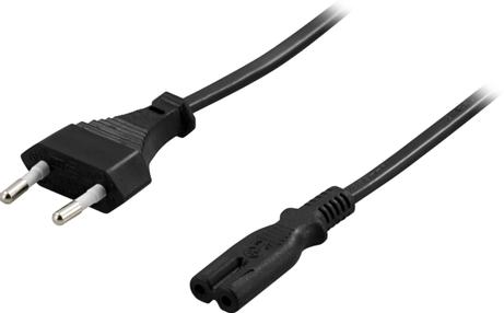 Deltaco DEL-109AM - Strømkabel - Europlug (hann) rett til IEC 60320 C7 rett - AC 250 V - 2.5 A - 3 m - svart (DEL-109AM)