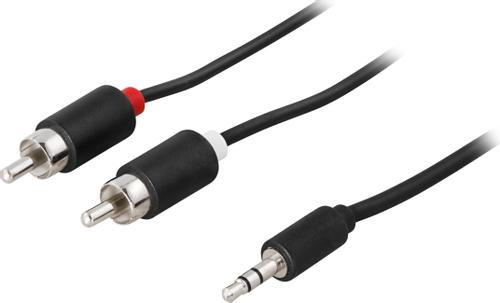 DELTACO Audio cable, 3.5mm male - 2xRCA male 0.5m, black (MM-138A)