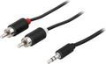 DELTACO Audio cable, 3.5mm male - 2xRCA male 1m, black