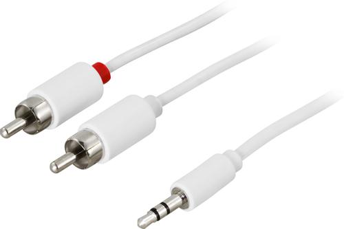 DELTACO Audio cable, 3.5mm male - 2xRCA male 0.5m, white (MM-138B)