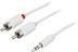DELTACO Audio cable, 3.5mm male - 2xRCA male 1 m, white