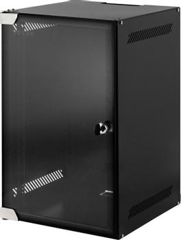 TOTEN 10" väggskåp, 9U, 280x310, glasdörr, omonterad,  svart (WS.3309.9001)