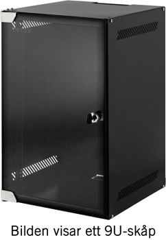 TOTEN 10" väggskåp, 12U, 280x310, glasdörr, omonterad,  svart (WS.3312.9001)