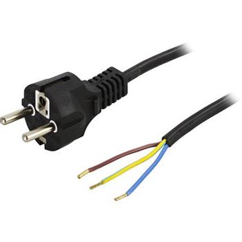 DELTACO Power CEE 7/7 (male) - Hardwire 3-wire Black 2m (DEL-109R)