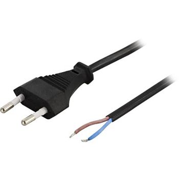 DELTACO Europlug (power CEE 7/16) (male) - Hardwire 2-wire Black 2m (DEL-109U)