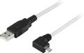 DELTACO USB 2.0 type A to right-angled Micro-B USB, 5-pin, 2m