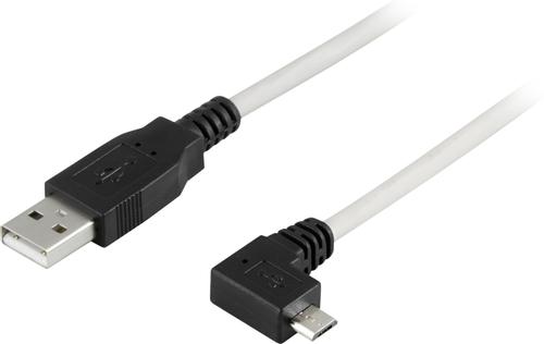 DELTACO USB 2.0 type A to right-angled Micro-B USB, 5-pin, 2m (USB-302C)