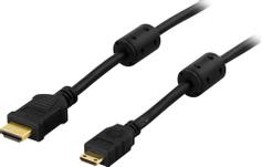 Deltaco HDMI-1026 - HDMI med Ethernet-kabel - mini-HDMI (hann) til HDMI (hann) - 2 m - svart