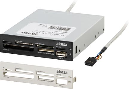 AKASA Intern Media Kortleser 3.5", CF I / II, MD, MS Pro, Duo, Magic Gate, X card, Type H, Type M, M2, MicroS (AK-ICR-07)