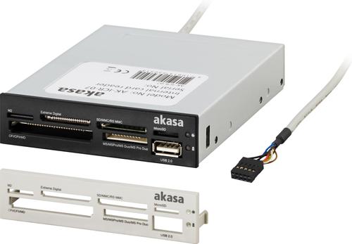 AKASA USB 2.0 minneskortläsare,  intern, 3,5", 6 slot, svart/ beige front (AK-ICR-07)