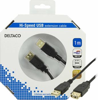 DELTACO USB Cable | USB-A - USB-A | 2.0 | 1m | Black (USB2-15S-K)