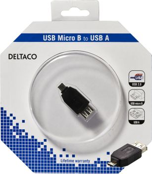 DELTACO USB Adapter | USB-A - Micro-B | Black (USB-70-K)