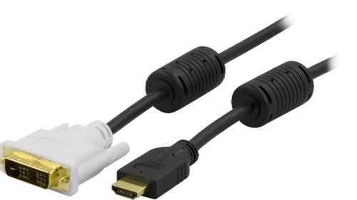 DELTACO HDMI to DVI cable, 19-pin DVI-D Single Link, 0.5m, black and white (HDMI-109)