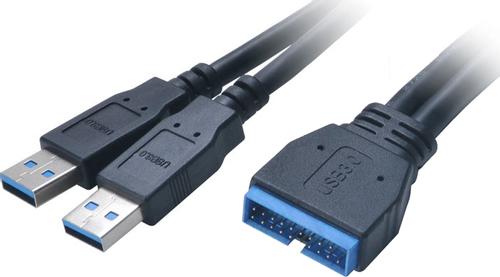 AKASA AK-CBUB12-30BK - USB intern til ekstern adapter - 19 pin USB 3.0 pin header (hun) - 9 pin USB Type A (ha... (AK-CBUB12-30BK)