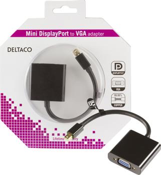 Deltaco DisplayPort-adapter - Mini DisplayPort (hann) til HD-15 (VGA) (hunn) - 20 cm - svart (DP-VGA3-K)