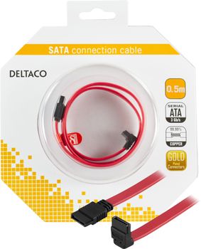 DELTACO Serial ATA / SAS cable Red 50cm (SATA-05A-K)