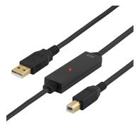 DELTACO PRIME USB 2.0 cable Type A male - Type B male, active, 10m, black