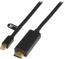 Deltaco DP-HDMI204 - Videokabel - DisplayPort / HDMI - Mini DisplayPort (hann) til HDMI (hann) - 2 m - svart