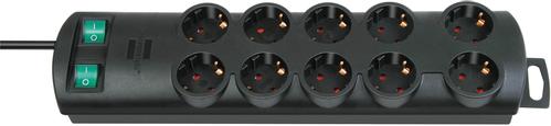 BRENNENSTUHL 2x5 way extension socket, Black (191001)