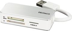 DELTACO Memory card reader UCR-147 USB 3.0, white / silver
