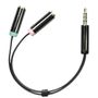 DELTACO audio adapter, 3.5mm male to 3.5mm microphone female and 3.5mm stereo, 0.1m
