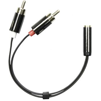 DELTACO audio adapter, 3.5mm stereo female to 2xRCA male, 0.1m, black (AUD-204)