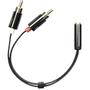 DELTACO audio adapter, 3.5mm stereo female to 2xRCA male, 0.1m, black