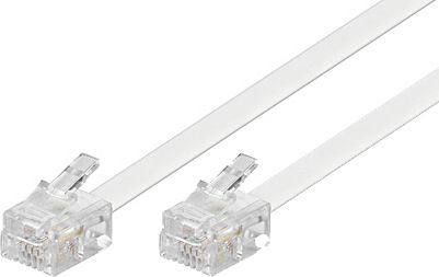 DELTACO modular cable, 6P4C (RJ11) to 6P4C (RJ11), 2m, white (DEL-160C)