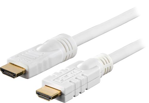 DELTACO Active HDMI cable, HDMI High Speed with Ethernet, 15m, white (HDMI-1151)