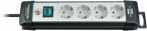 BRENNENSTUHL Premium-line,  stromskinne med 4xCEE 7/ 4-udgang,  1xCEE 7/7 tilslutning,  central afbryde r, bornesikret,  5m kabel, sort/grå (1951540101)