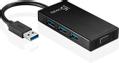 J5 CREATE JUH410, USB 3.0 - VGA-sovitin, sis.rak 3-portinen hubi, m