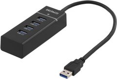 DELTACO USB 3.1 Gen 1 -hubi, 4 porttia, muovia, musta