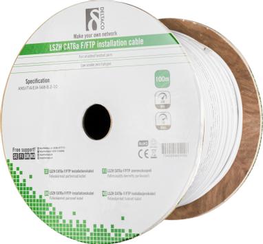 Deltaco F/FTP Cat6a installasjonskabel 100m trommel (TP-50C)