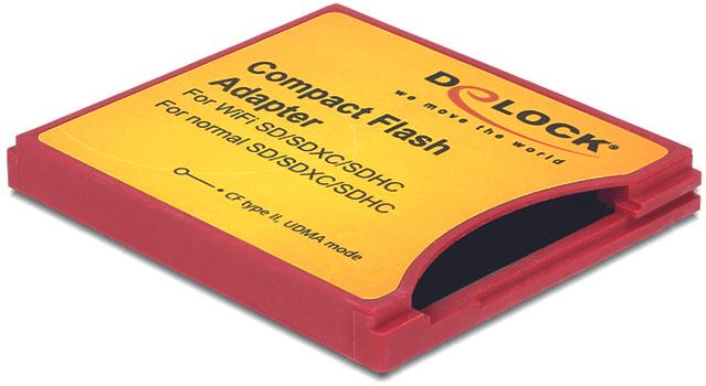 DELOCK Compact Flash Adapter för ISDIO(WiFi SD) SDHC,SDXC minneskort (62542)