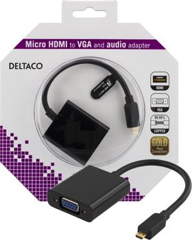 DELTACO Micro HDMI til VGA Adapter med 3.5mm (HDMI-VGA16-K)