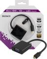 DELTACO Adapter micro HDMI ha - VGA ho, 3,5 mm, 0,2m, svart
