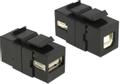 DELOCK Keystone modul, USB 2.0 Typ A ho - USB 2.0 Typ B ho, svart