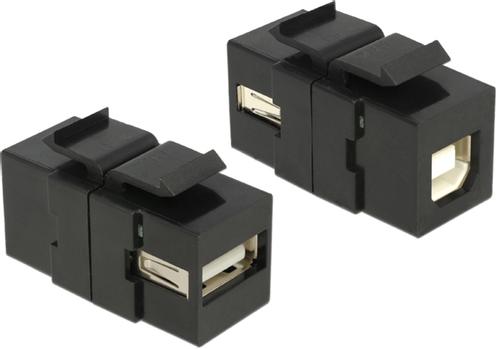 DELOCK Keystone modul, USB 2.0 Typ A ho - USB 2.0 Typ B ho, svart (86370)
