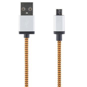 STREETZ USB-kabel,  Tygklädd, Typ A ha - Typ Micro B, 1m, orange (MICRO-116)