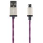 STREETZ USB-kabel, Tygklädd, Typ A ha - Typ Micro B, 1m, lila