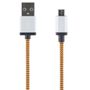 STREETZ USB-kabel, Tygklädd, Typ A ha - Typ Micro B, 2m, orange