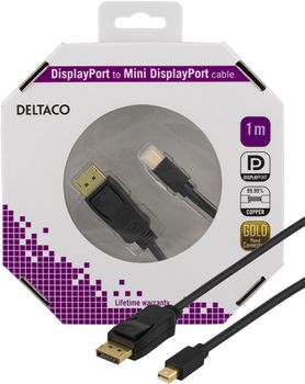DELTACO DisplayPort to Mini DisplayPort cable, 1m, black (DP-1111-K)