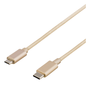 DELTACO PRIME USB cable, 2.0, Type C ma, Type Micro-B ma, 1m, gold (USBC-1250)