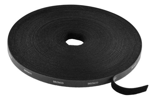 DELTACO Hook and loop fastener cable ties, width 10mm, 15m, black (CM1015S)