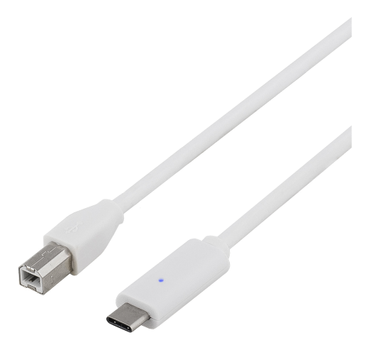 DELTACO USB 2.0 Cable, Type C - Type B ma, 0.5m, white (USBC-1018)