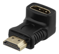 DELTACO HDMI adapter, 19-pin hook, female, angled, black