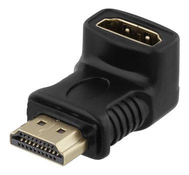 DELTACO HDMI adapter, 19-pin hook, female, angled, black (HDMI-14G)
