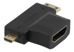 DELTACO HDMI adapter, HDMI FM to mini HDMI M and micro HDMI M