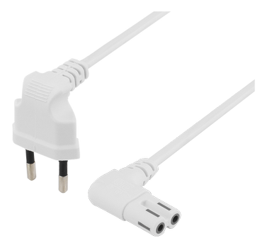 DELTACO Europlug (power CEE 7/16) (male) - Power IEC 60320 C7 White 2m (DEL-109BT)